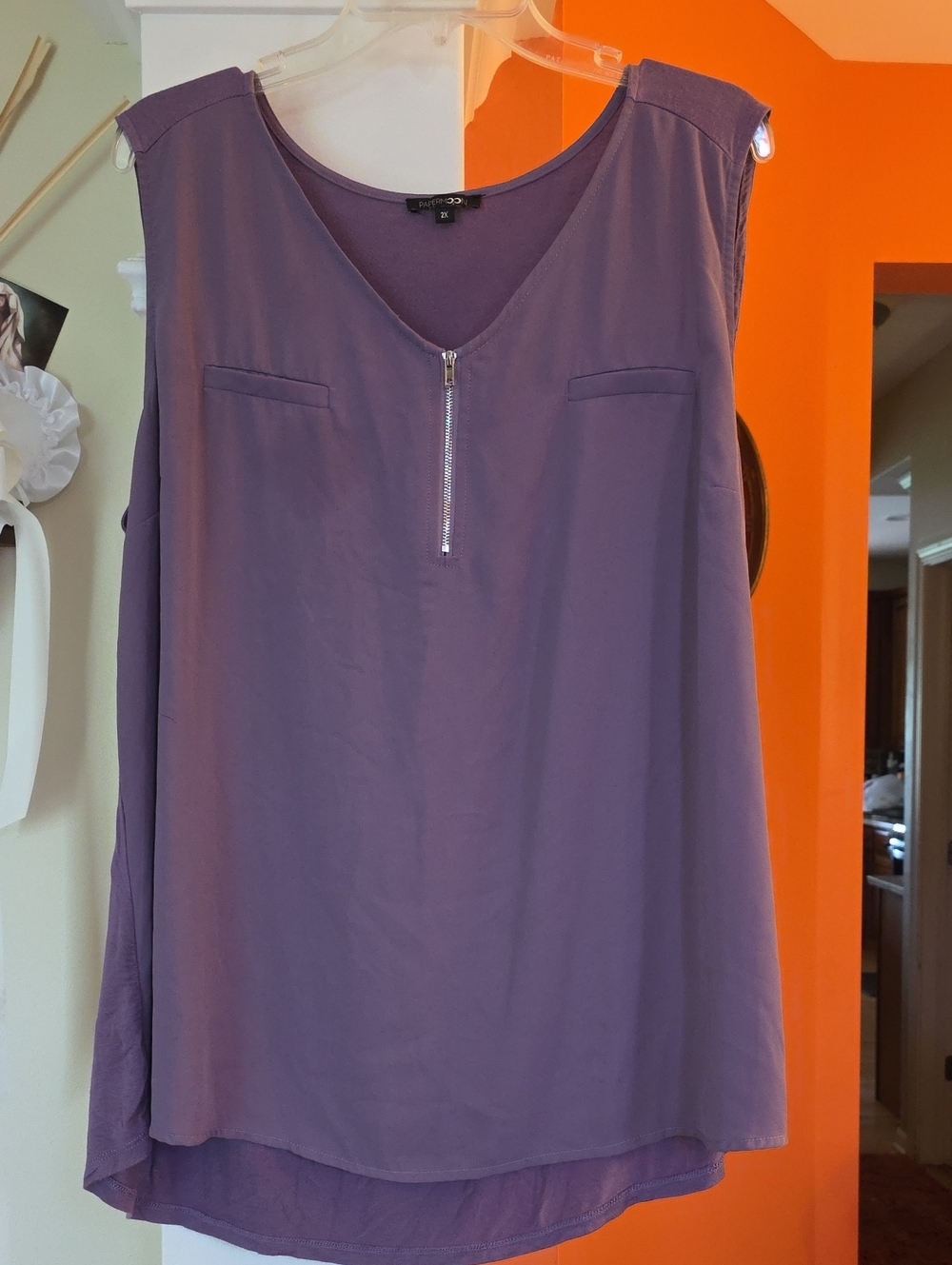 Papermoon Purple Bighton Sleeveless Zip-Front Tank-STITCH FIX